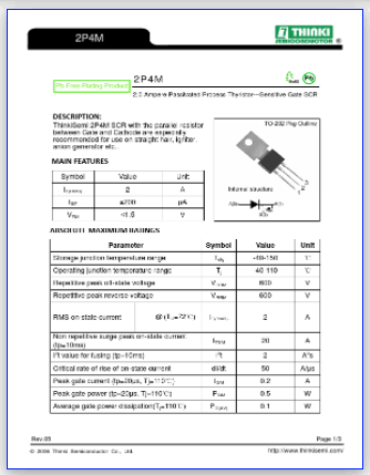 2P4M PDF - 2A / Passivated Process Thyristor