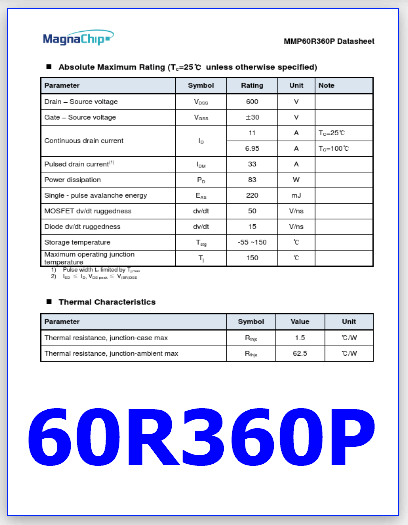 60R360P pdf mosfet
