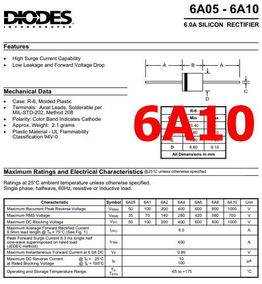 6A10 diode pdf