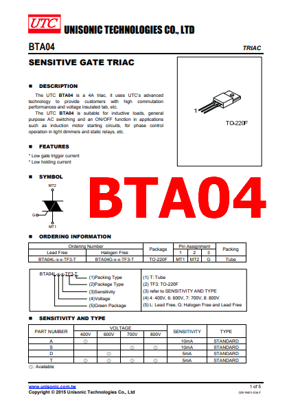 BTA04 pdf datasheet
