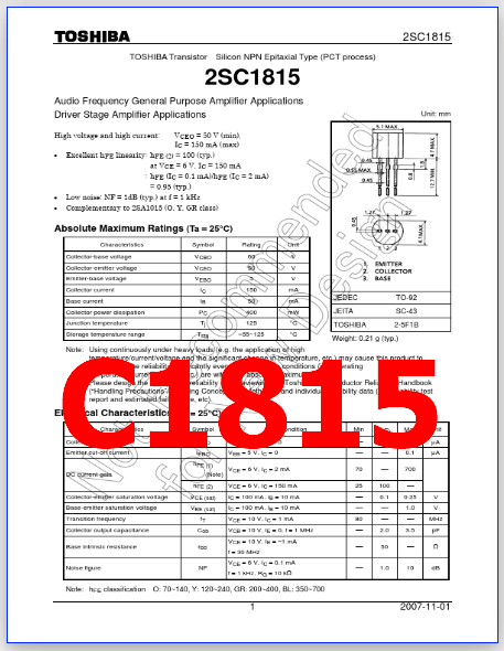 C1815 pinout transistor