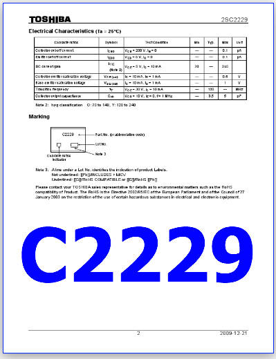 C2229 transistor datasheet