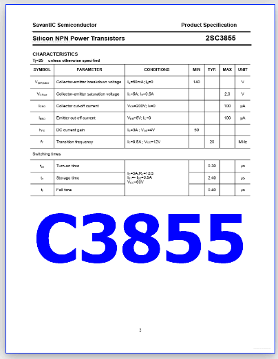 C3855 datasheet pinout