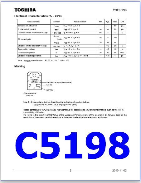 C5198 datasheet transistor