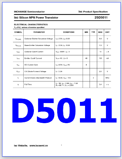 D5011 transistor pdf