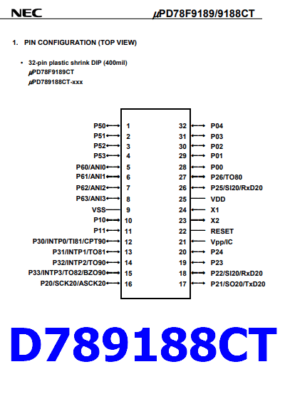 D789188CT pinout microcontroller