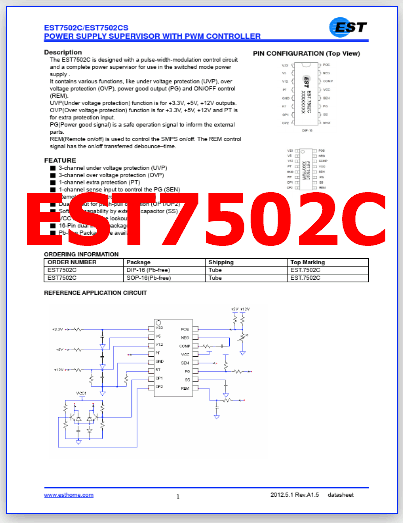 EST7502C pinout datasheet