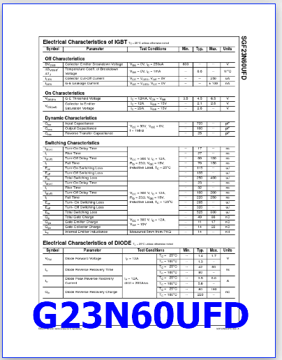 G23N60UFD pdf datasheet