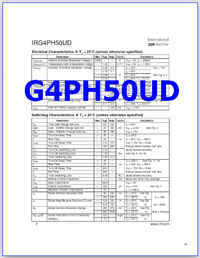 G4PH50UD datasheet igbt