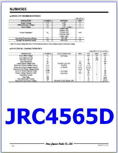 JRC4565D datasheet amplifier