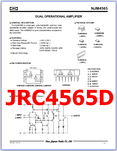 JRC4565D pdf pinout