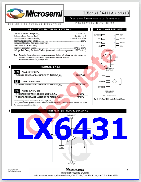 LX6431 datasheet pinout