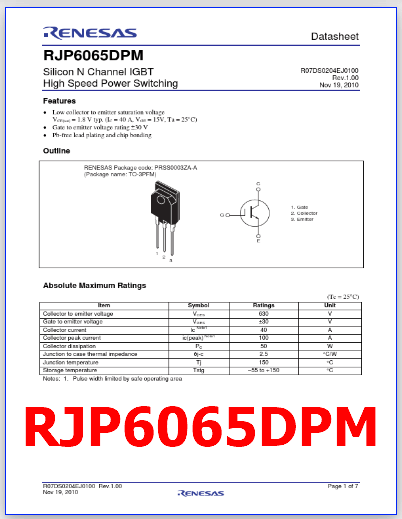 RJP6065DPM pdf pinout