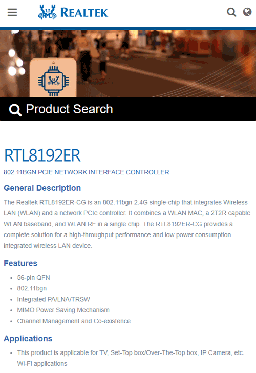 RTL8192ER pinout controller