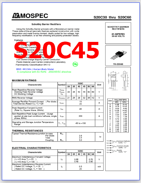 S20C45 pinout diode