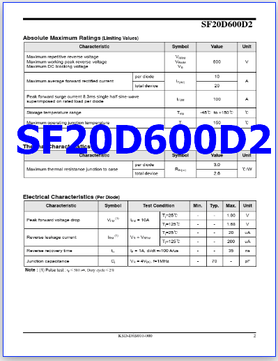 SF20D600D2 datasheet