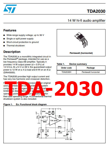 TDA-2030 datasheet amplifier