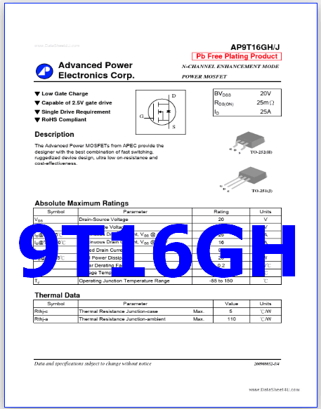 9T16GH pinout mosfet