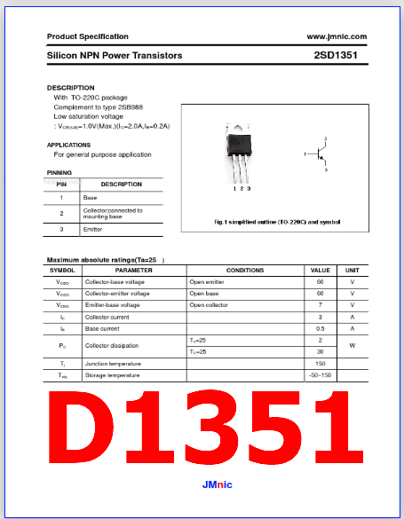 D1351 pinout datasheet