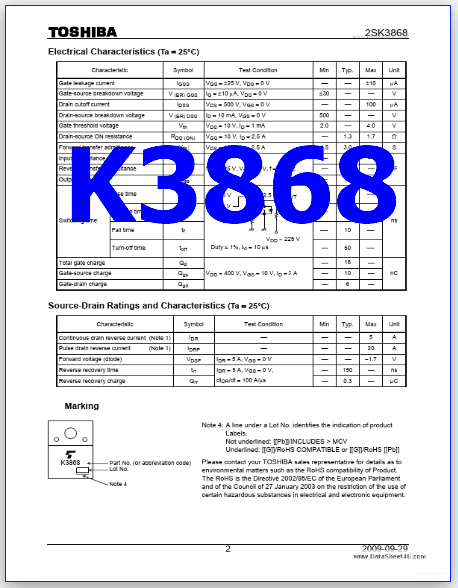 K3868 datasheet