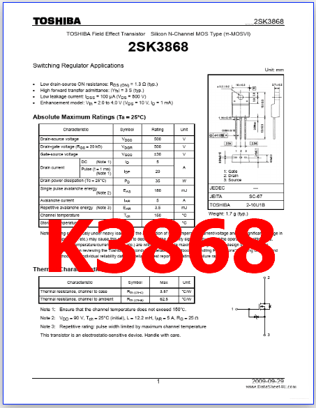 K3868 pdf pinout