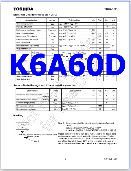 K6A60D datasheet mosfet