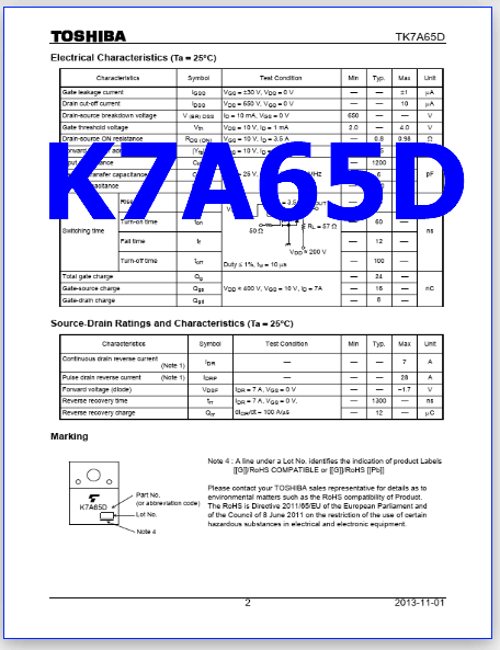 K7A65D datasheet mosfet