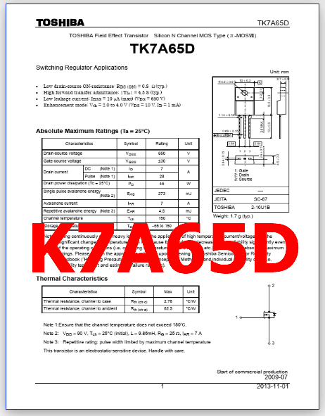 K7A65D pdf pinout