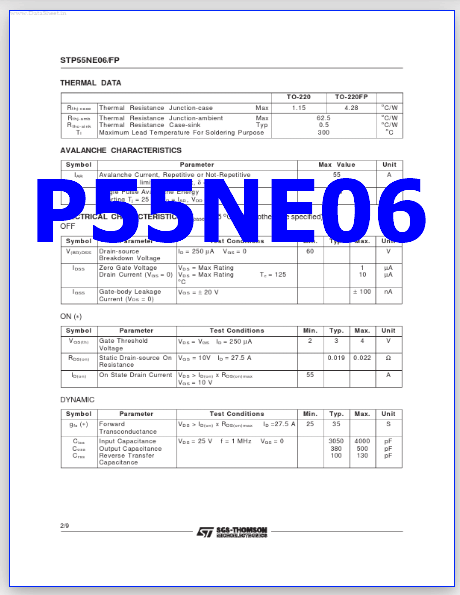 P55NE06 datasheet