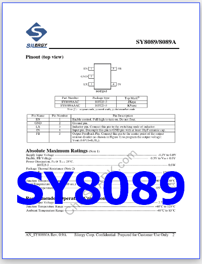 SY8089 pinout pdf
