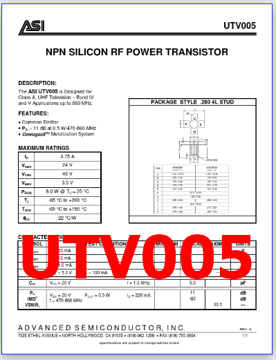 UTV005 pdf datasheet