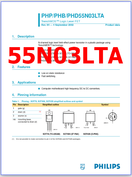 55N03LTA pdf datasheet