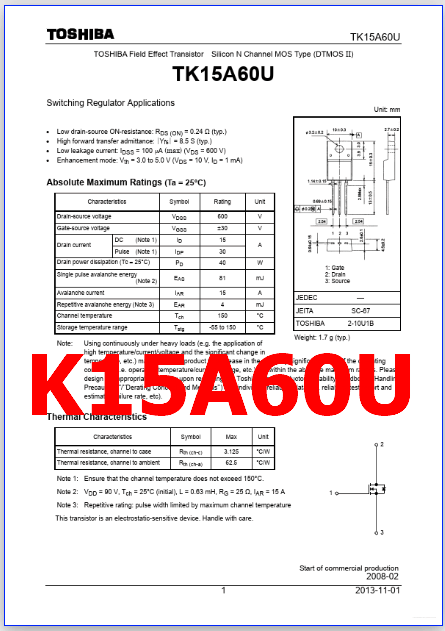 K15A60U equivalent datasheet