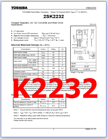 K2232 transistor pinout