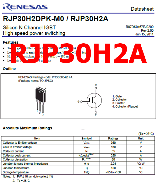 RJP30H2A pdf datasheet