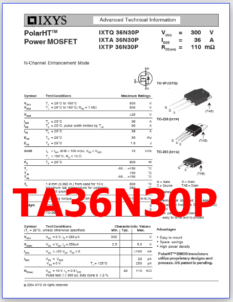 TA36N30P pdf datasheet