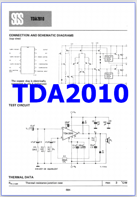 TDA2010 pinout amplifier