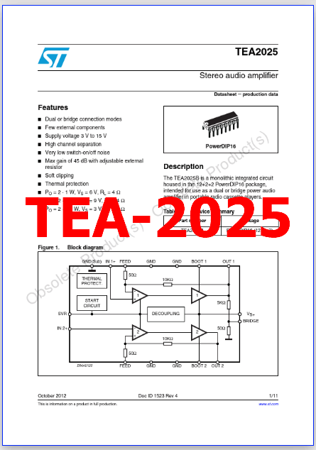 TEA-2025 pdf datasheet