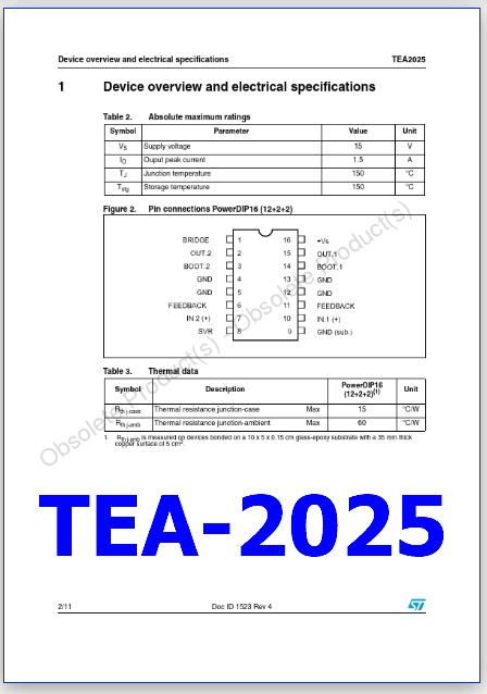 TEA-2025 pinout TEA2025 amplifier