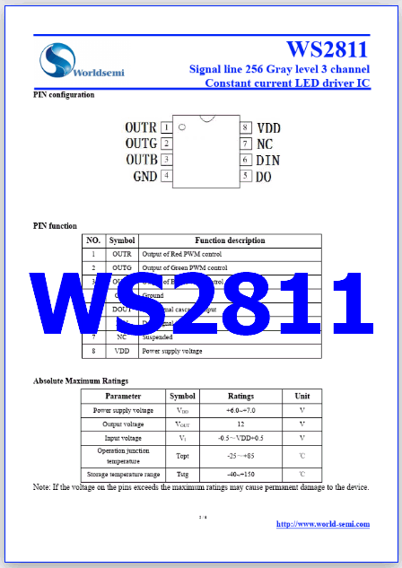 WS2811 pdf datasheet