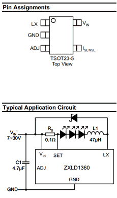 ZXLD1360 datasheet pinout