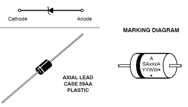 SA33A Datasheet PDF - 500 Watt, 33V, Zener Diode